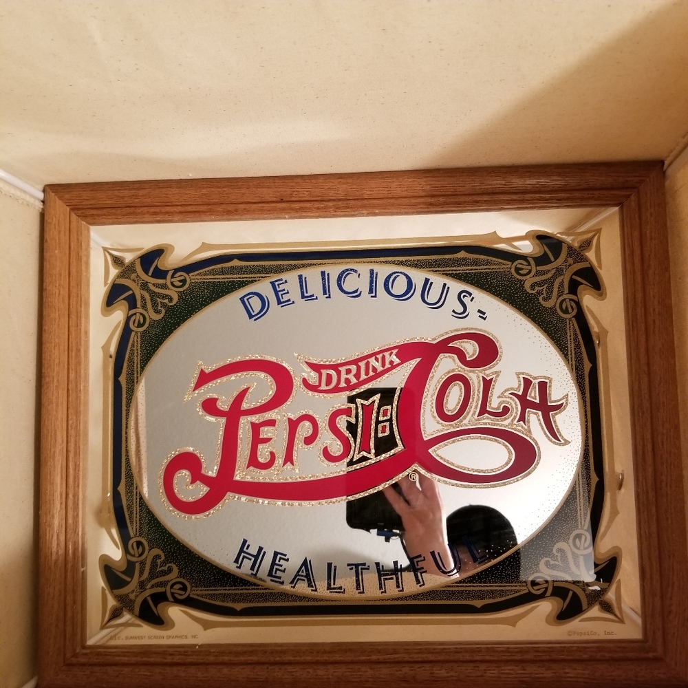 Drink Pepsi Cola Delicious Healthful Vintage Art Deco Mirror Sign